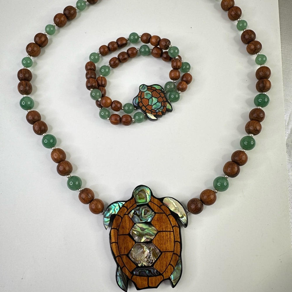 Vintage Lee Sands Sea Turtle 925 Sterling Necklace Bracelet Set 1980s 1990s